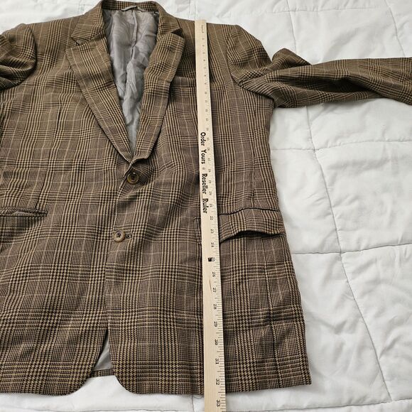 Hickey Freeman Blazer Men 44 Extra Long Canterbury Brown Houndstooth Wool Jacket - Picture 8 of 9
